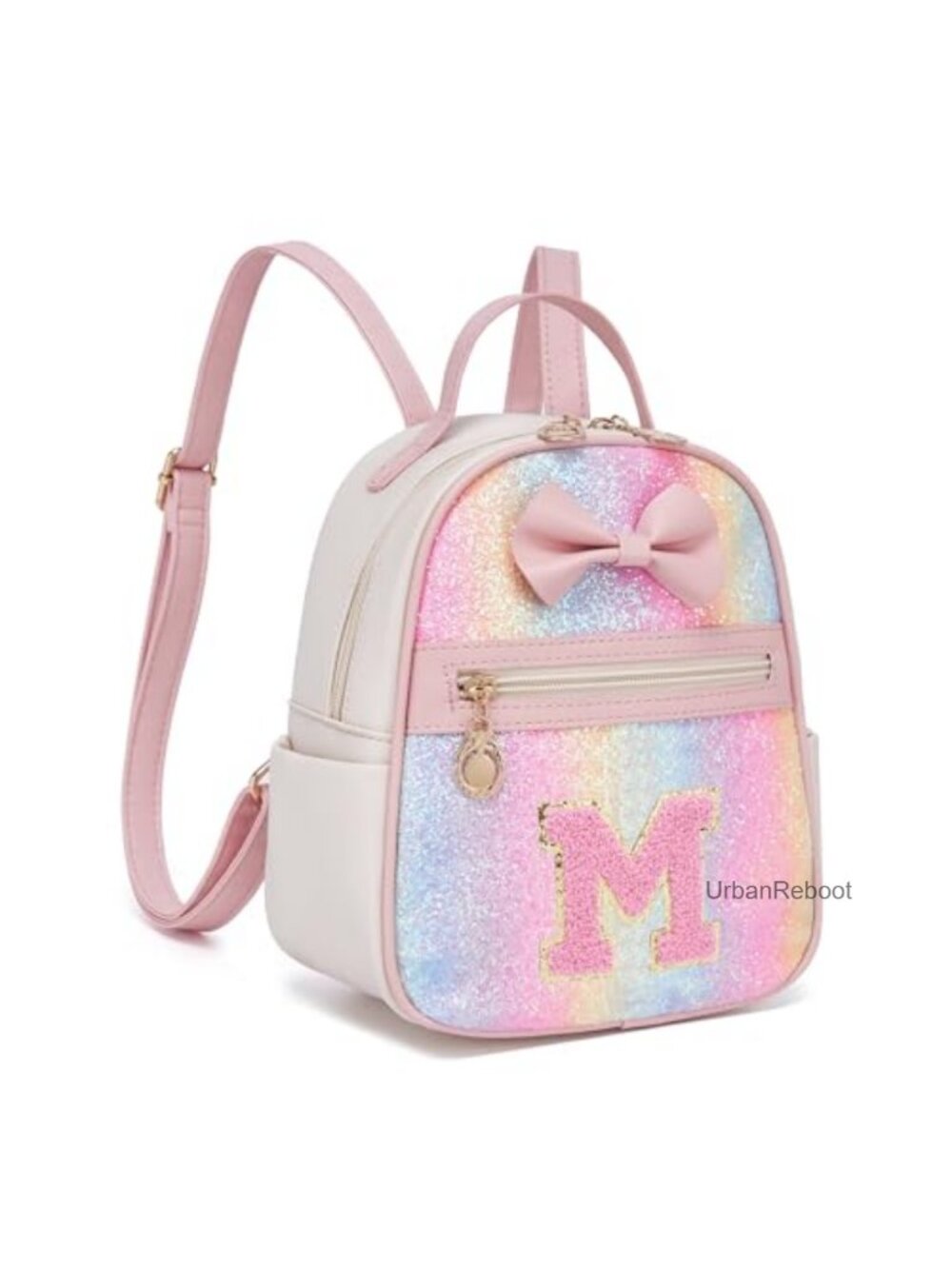 Sequin Mini Backpack Purse Vegan Leather Girls Initial Gift